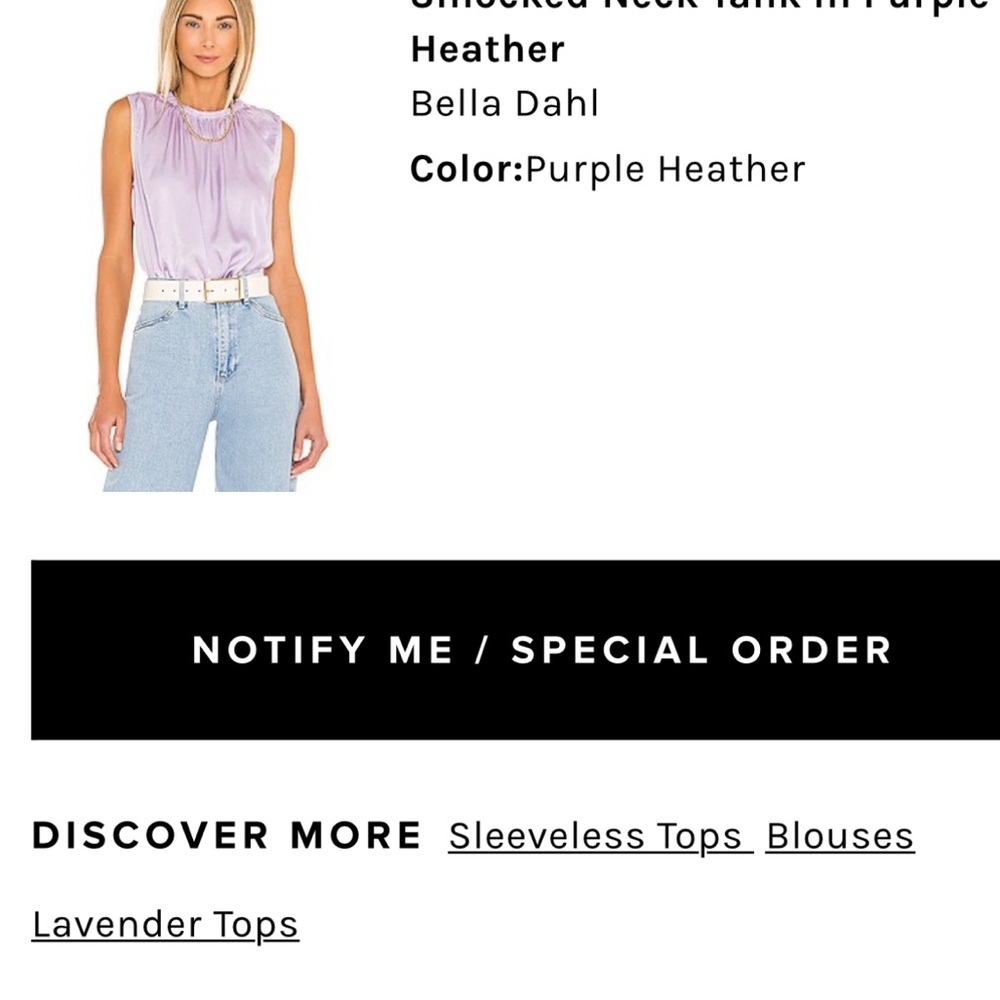 Smock knecked tank in purple. Perfect condition